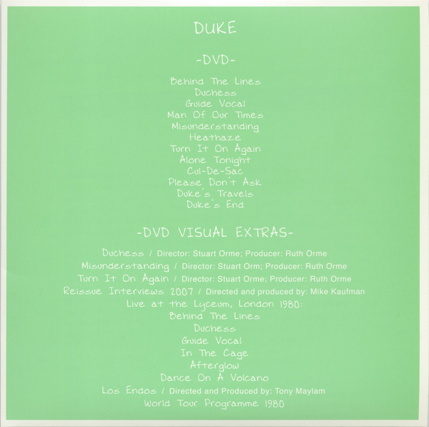 dvd cover, Genesis - Duke